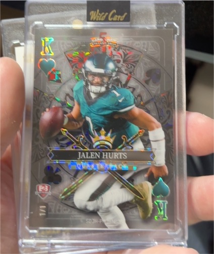 2024 Wild Card Stacked Deck #1/1 Jalen Hurts King of Diamonds — front