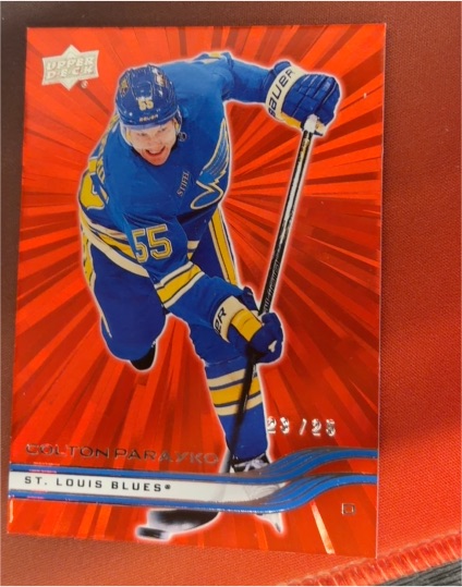 2025-26 Upper Deck #403 Colton Parayko Outburst Red /25 — front