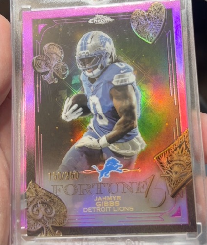 2025 Topps Chrome Fortune 15 #F15-12 Jahmyr Gibbs — front