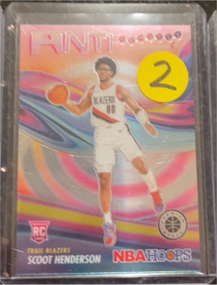 2023-24 Panini NBA Hoops Premium Stock #9 Scoot Henderson Anti Gravity Silver Prizm Rookie — front