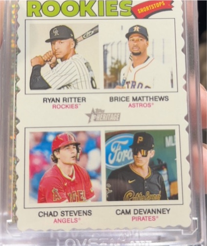 2026 Topps Heritage #374 Quad Rookies Ryan Ritter Brice Matthews Chad Stevens Cam Devanney — front