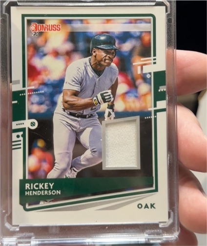 2020 Donruss Donruss Materials #DM-RI Rickey Henderson — front