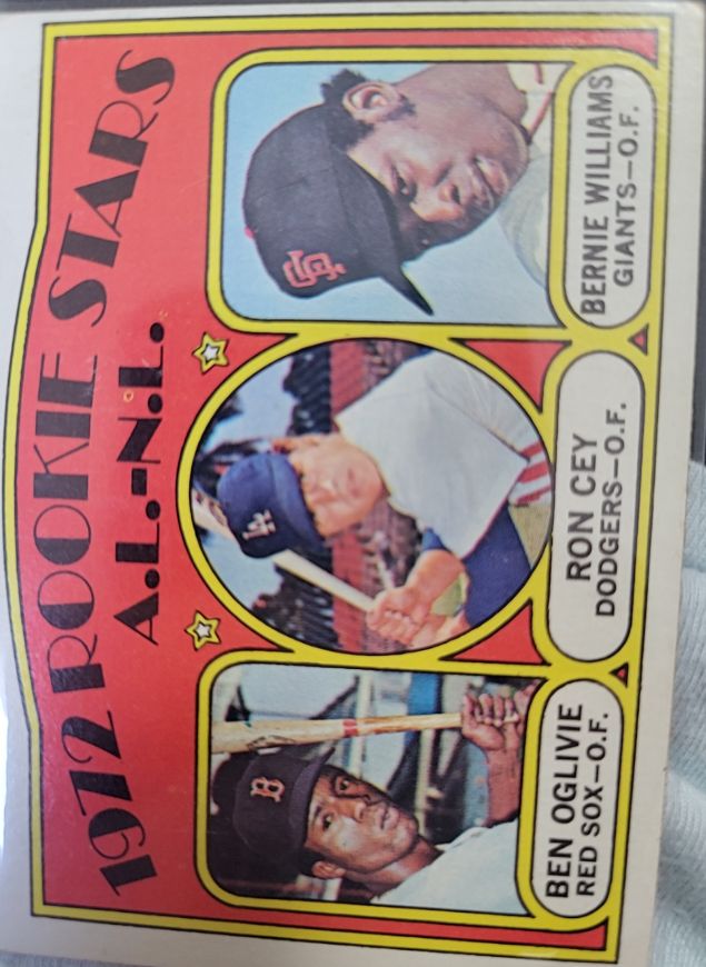 1972 Topps #761 AL-NL Rookie Stars Ben Oglivie Ron Cey Bernie Williams — front
