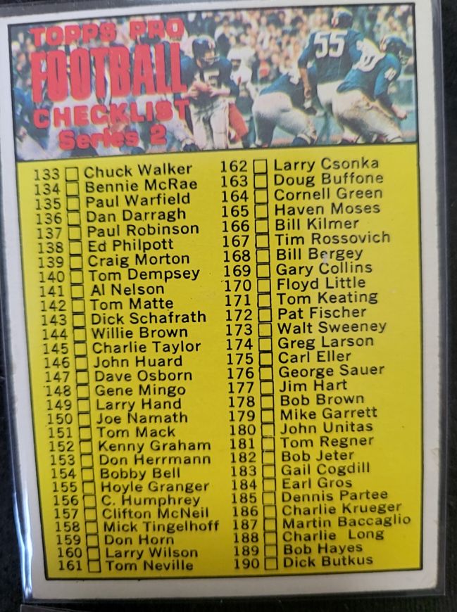 1970 Topps Football Checklist Series 2 #132 — front