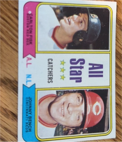 1974 Topps #331 All Star Catchers Carlton Fisk / Johnny Bench — front