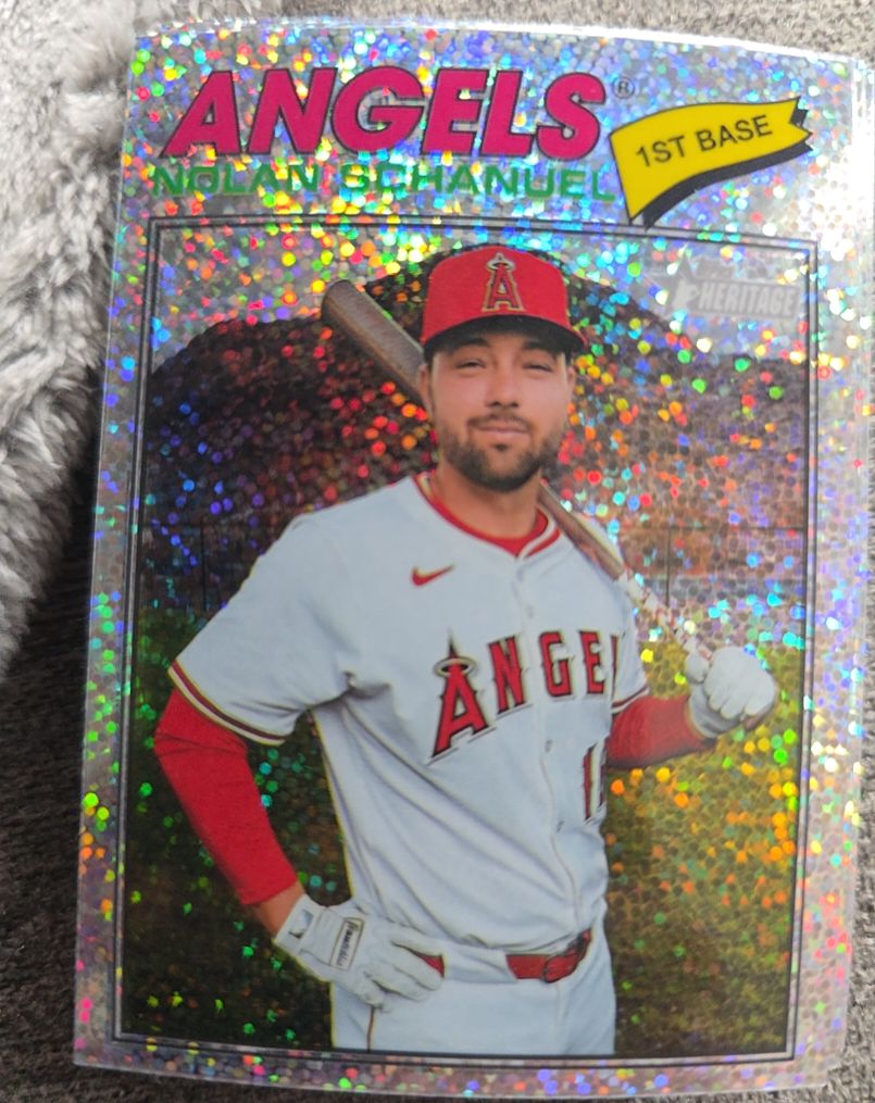2026 Topps Heritage #117 Nolan Schanuel Light Blue Sparkle — front