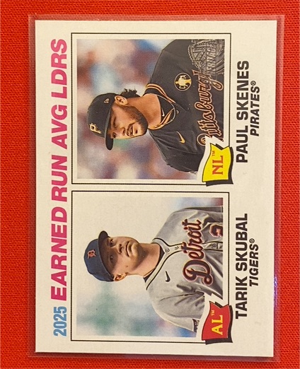 2026 Topps Heritage #7 2025 ERA Leaders (Tarik Skubal / Paul Skenes) — front