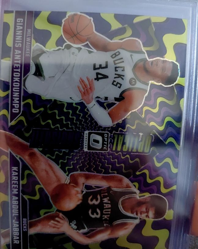 2024-25 Panini Donruss Optic #4 Giannis Antetokounmpo Kareem Abdul-Jabbar Optical Illusions — front