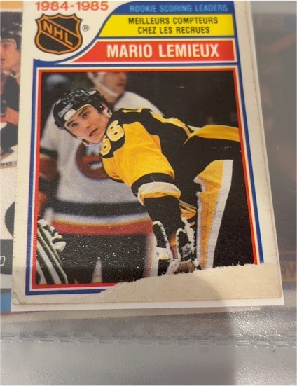 1985 O-Pee-Chee #262 Mario Lemieux Rookie Scoring Leaders — front