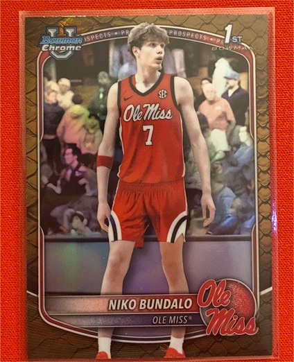 2025-26 Bowman Chrome #BCP-18 Niko Bundalo Reptilian Refractor — front