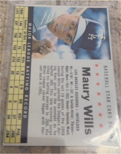 1963 Post Cereal #115 Maury Wills — front
