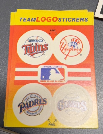 1991 Fleer Team Logo Stickers Twins Yankees Padres Giants — front