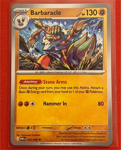 2026 Pokémon POR #043 Barbaracle — front