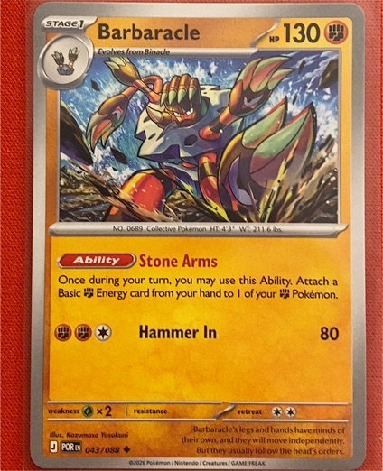 2016 Pokémon Perfect Order #043 Barbaracle — front