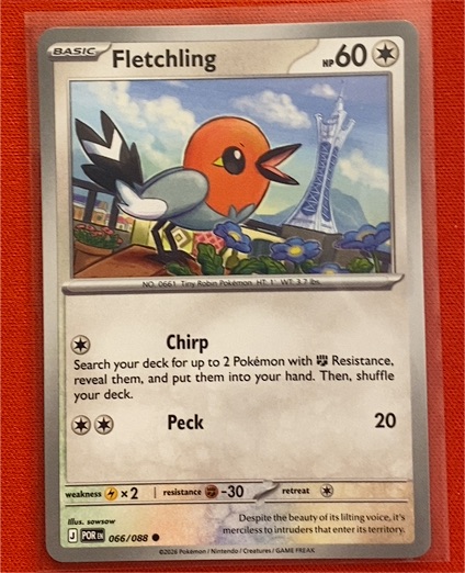 2016 Pokémon Perfect Order #066 Fletchling — front