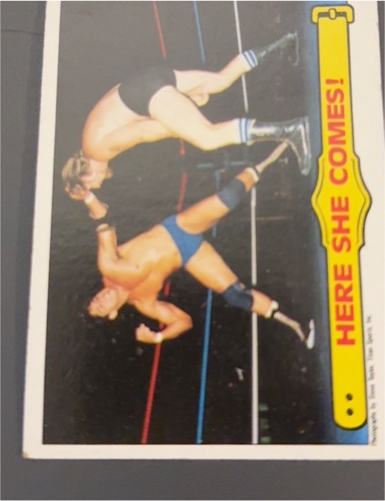 1985 Topps WWF #28 Here She Comes! Tito Santana — front