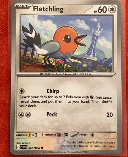 2026 Pokémon Perfect Order #066 Fletchling — front