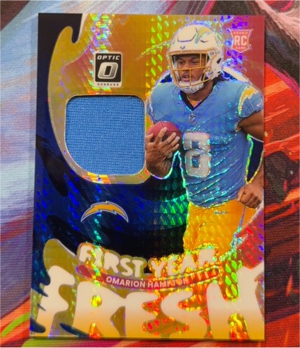 2025 Panini Donruss Optic #FYFBH-OHN Omarion Hampton First Year Fresh Patch — front