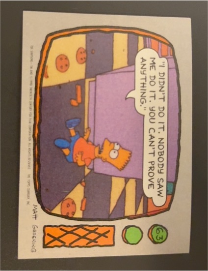 1990 Topps The Simpsons #63 Bart Simpson — front