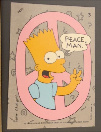 1990 Topps The Simpsons #3 Bart Simpson Peace, Man — front
