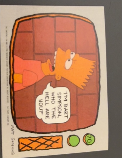 1990 Topps The Simpsons #70 Bart Simpson — front
