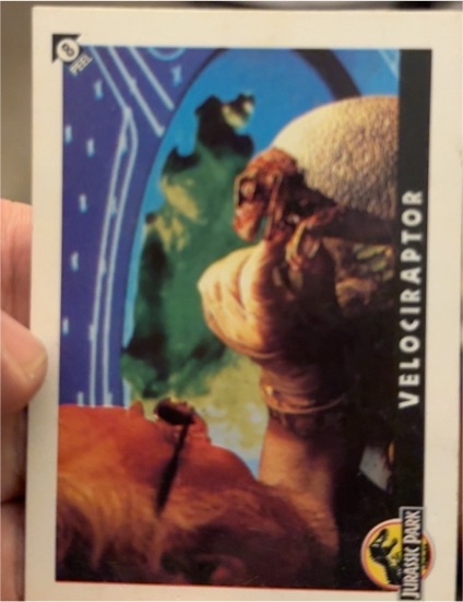 1993 Topps Jurassic Park #8 Velociraptor — front