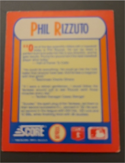 1990 Score #15 Phil Rizzuto Magic Motion Trivia Card — front