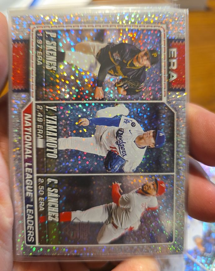 2026 Topps Series 1 #203 NL ERA Leaders M. Skenes, Y. Yamamoto, G. Sanchez — front