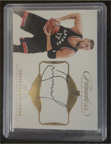 2016-17 Panini Flawless #FA-JV Jonas Valanciunas Emerald Autograph — front