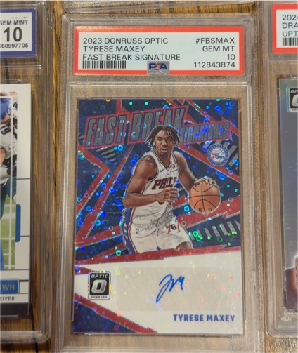 2023 Donruss Optic #FBSMAX Tyrese Maxey Fast Break Signature — front