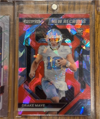 2024 Panini Prizm Draft Picks #NR-DME Drake Maye New Recruits Red Ice Rookie — front