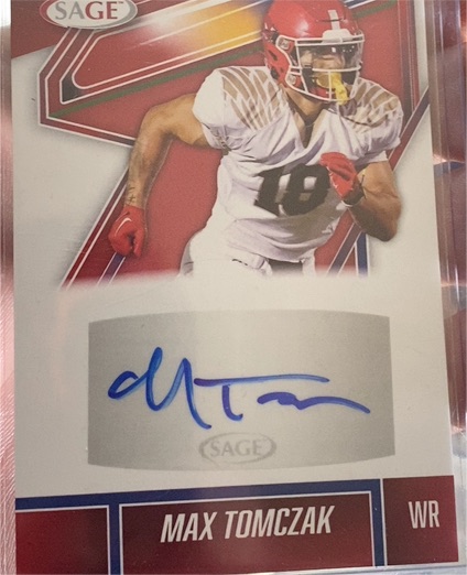 2025 Sage Football Max Tomczak Autograph — front