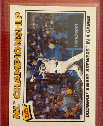 2025 Topps Heritage #277 NL Championship Dodgers Sweep Brewers Freddie Freeman — front