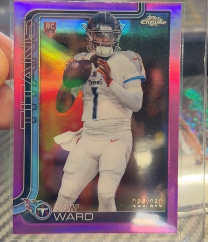 2025 Topps Chrome #314 Cam Ward Rookie Refractor — front