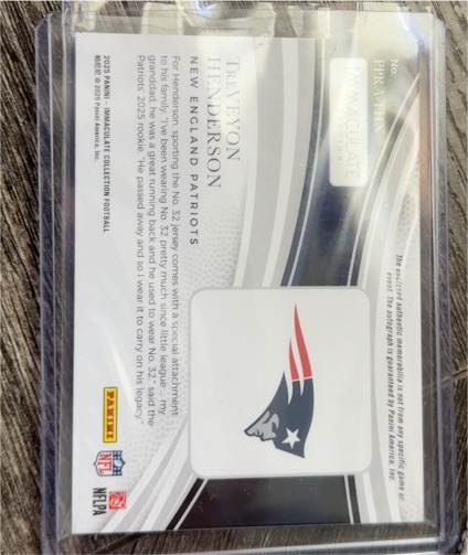 2025 Panini Immaculate Treveyon Henderson Rookie Helmet Team Logos RC /12 Patriots — front