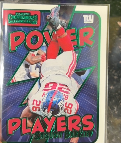 2022 Panini Contenders Power Players Emerald #PWR-SBA Saquon Barkley — front