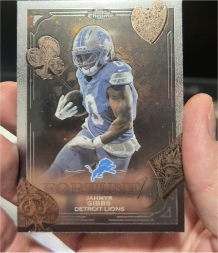 2025 Topps Chrome Fortune 15 #F15-12 Jahmyr Gibbs — front