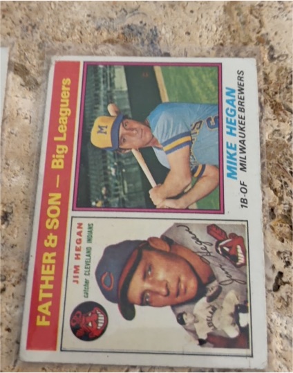 1976 Topps #69 Father & Son Big Leaguers Jim Hegan & Mike Hegan — front