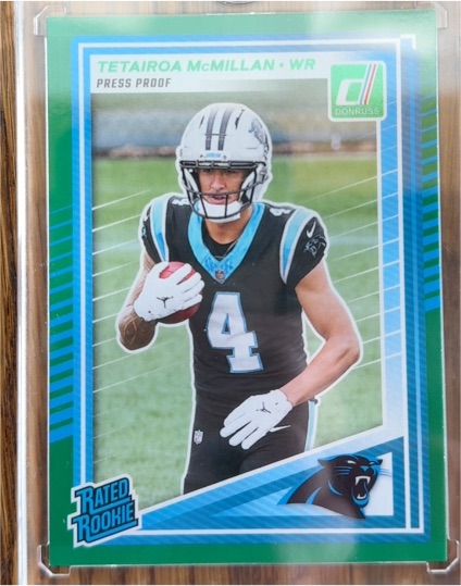 2025 Donruss #314 Tetairoa McMillan Press Proof Green Rated Rookie — front