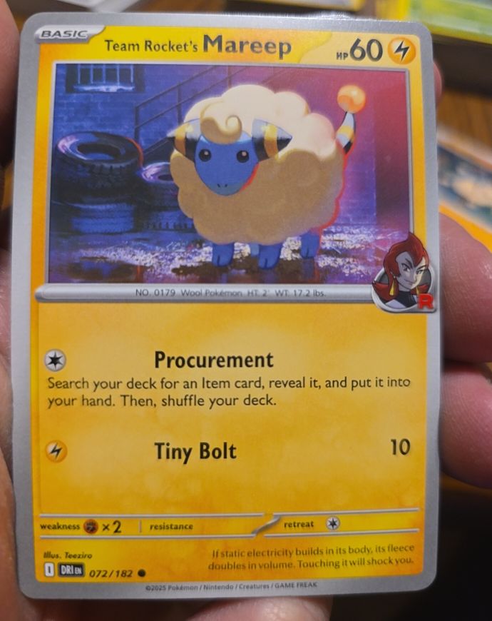 2025 Pokemon SV: Destined Rivals #72 Team Rocket's Mareep — front