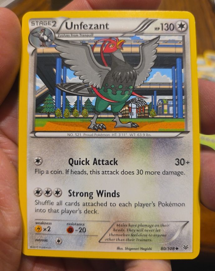 2015 Pokémon XY Roaring Skies #80 Unfezant — front