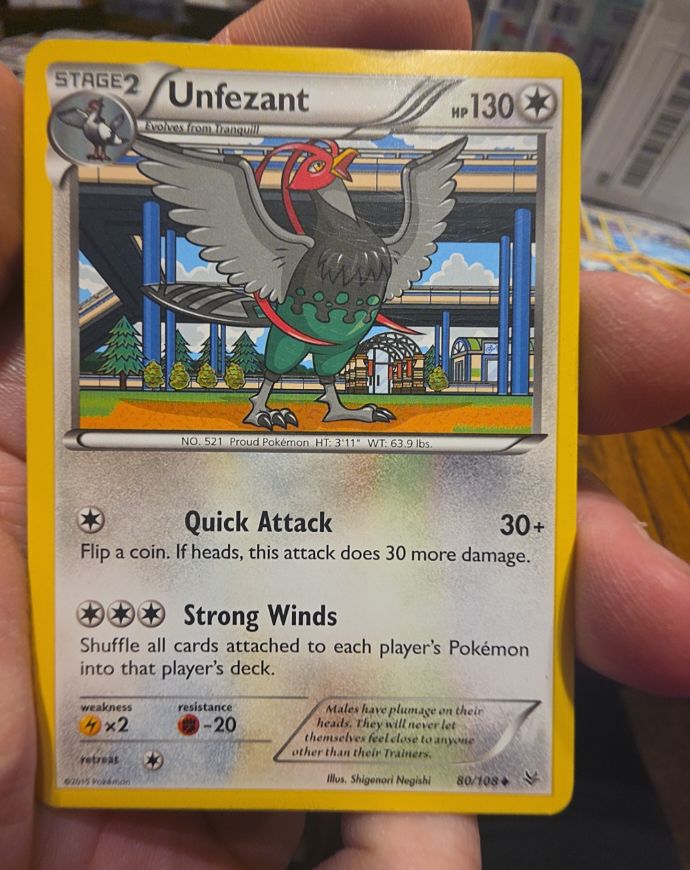 2015 Pokémon XY Roaring Skies #80 Unfezant — front