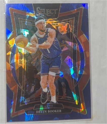 2024-25 Panini Select #16 Devin Booker Blue Cracked Ice Prizm Phoenix Suns — front
