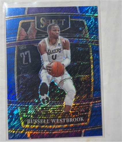 2021-22 Panini Select #54 Russell Westbrook Blue Shimmer Prizm — front