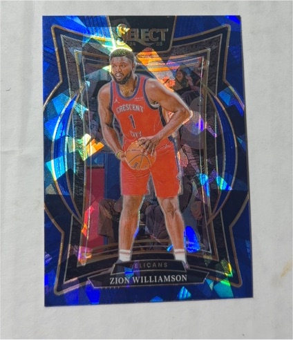 2024-25 Panini Select #28 Zion Williamson Blue Cracked Ice Prizm — front
