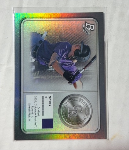 2022 Bowman Platinum #MM-3 Zac Veen Minted in Merit Colorado Rockies — front