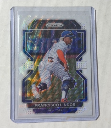 2022 Panini Prizm #156 Francisco Lindor White Wave Prizm New York Mets — front