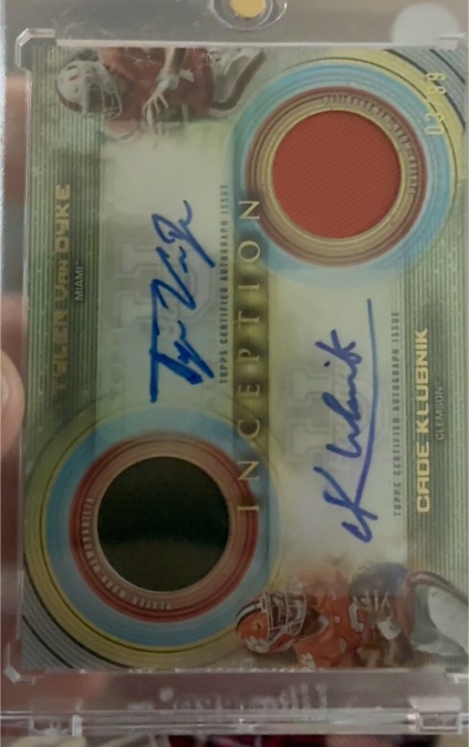 2022 Bowman Inception U #DADR-VK Tyler Van Dyke / Cade Klubnik Dual Auto Relics — front