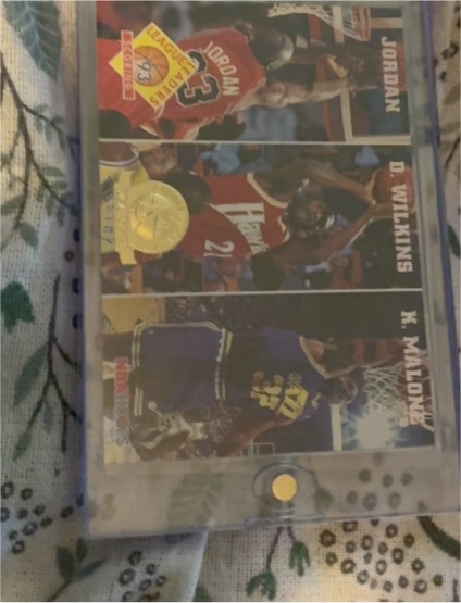 1993 SkyBox League Leaders Scoring #283 Michael Jordan Wilkins Malone — front
