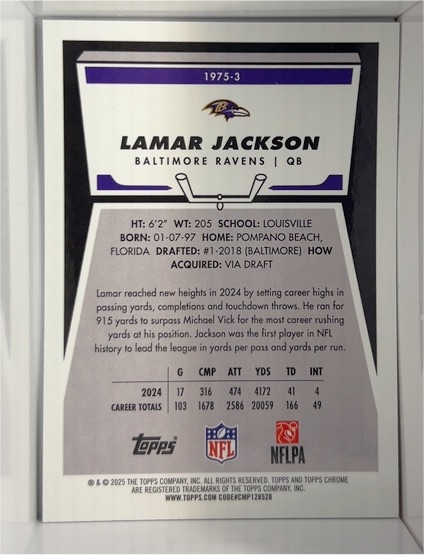 2025 Topps Chrome #1975-3 Lamar Jackson — front